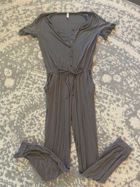 Flamingo Urban Gray Button-Front Jumpsuit
